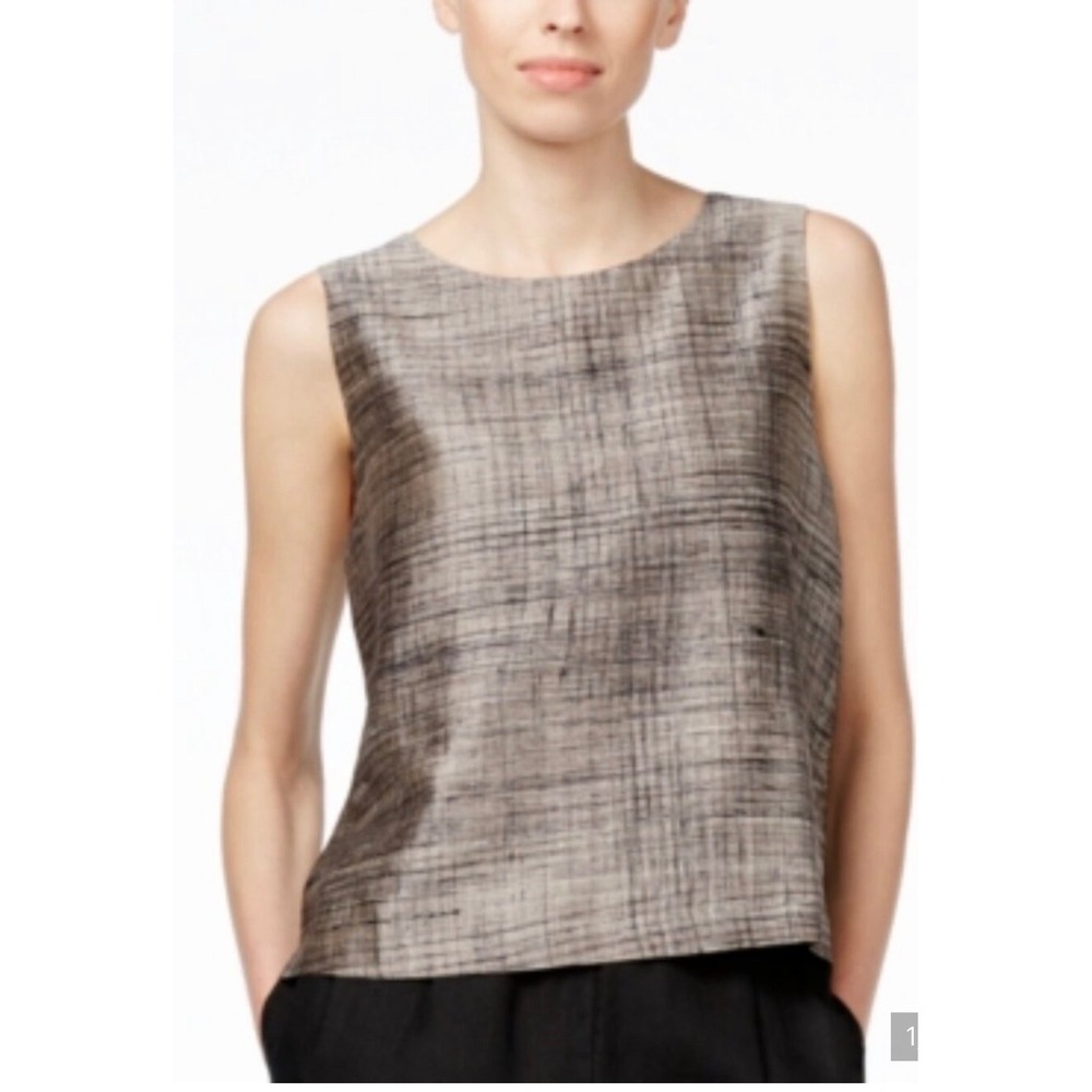 NWT Eileen Fisher Pewter
Hand-Painted Cotton/Silk Streak
Round Neck Shell SZ M